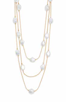 Faux Pearl Three-Row Necklace