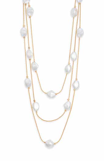 Faux Pearl Three-Row Necklace