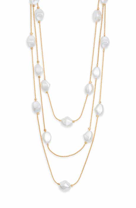 NORDSTROM RACK Faux Pearl Three-Row Necklace