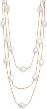 NORDSTROM RACK Faux Pearl Three-Row Necklace