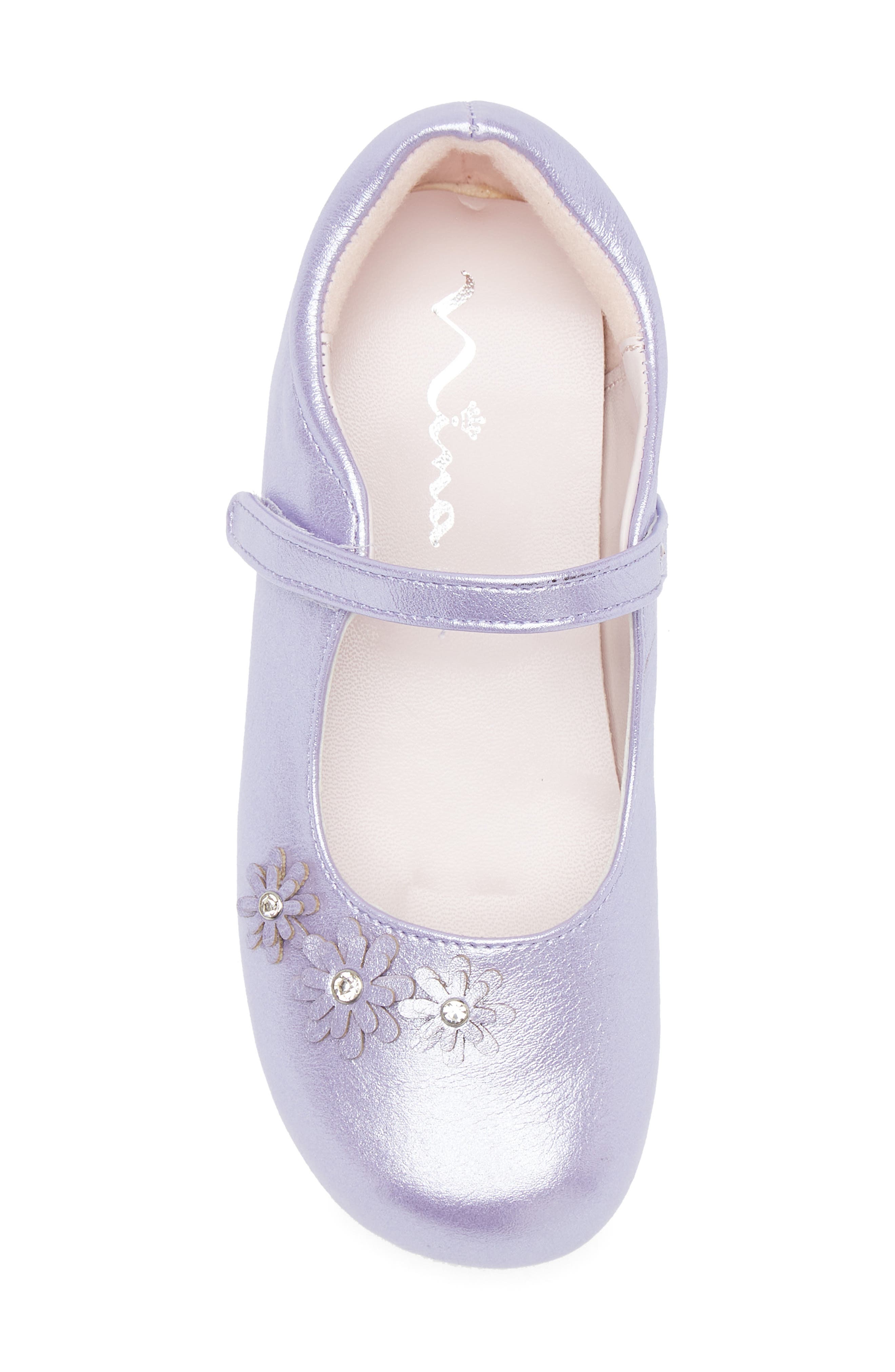 Nina Kids' Daisy Mary Jane Flat, Alternate, color, Light Purple Shimmer