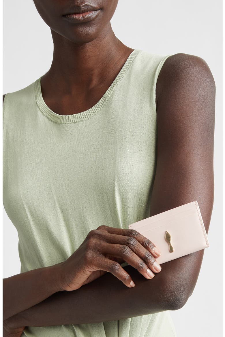 Bettina Leather Card Case, Alternate, color, POUPEE/ GOLD
