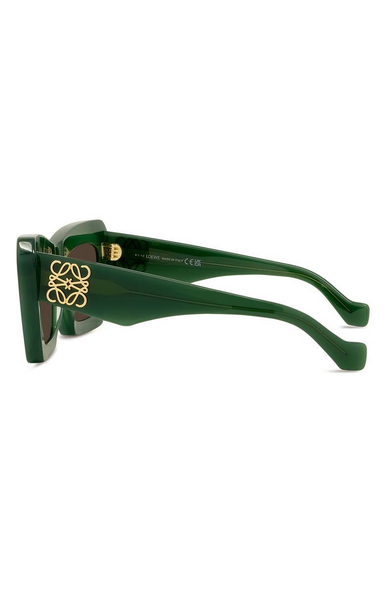 Loewe Anagram 52mm Cat Eye Sunglasses, Alternate, color, Shiny Dark Green / Brown