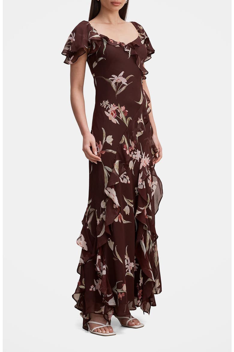 Claudie Ruffle Maxi Dress, Alternate, color, DARK SEVILLE FLORAL
