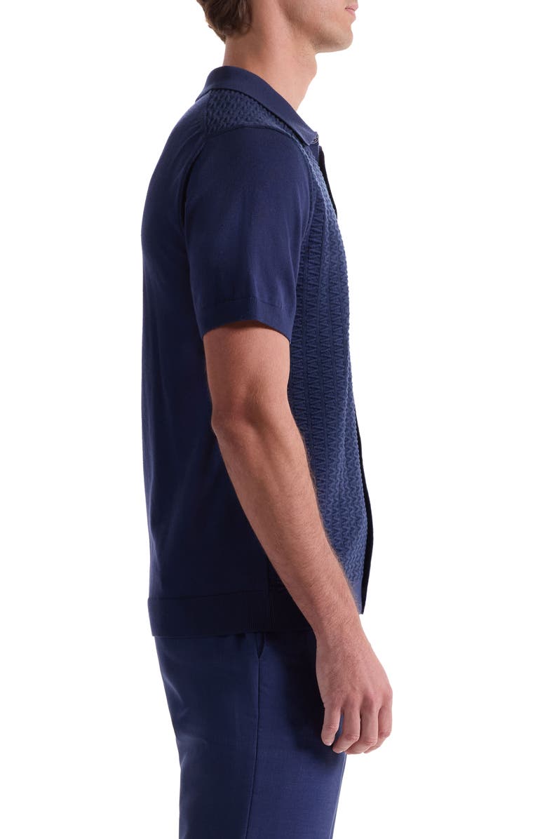 Bugatchi Short Sleeve Cardigan, Alternate, color, Navy