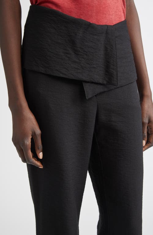 Emily Dawn Long Blake Foldover Waist Cotton Pants In Black
