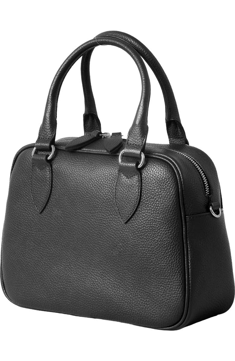 HYER GOODS La Corsa Leather Bowling Bag, Alternate, color, Black Silver