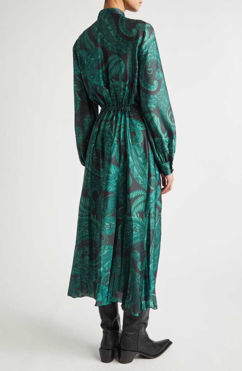 Etro Paisley Print Gathered Long Sleeve Shirtdress, Alternate, color, Stampa F.do Verde