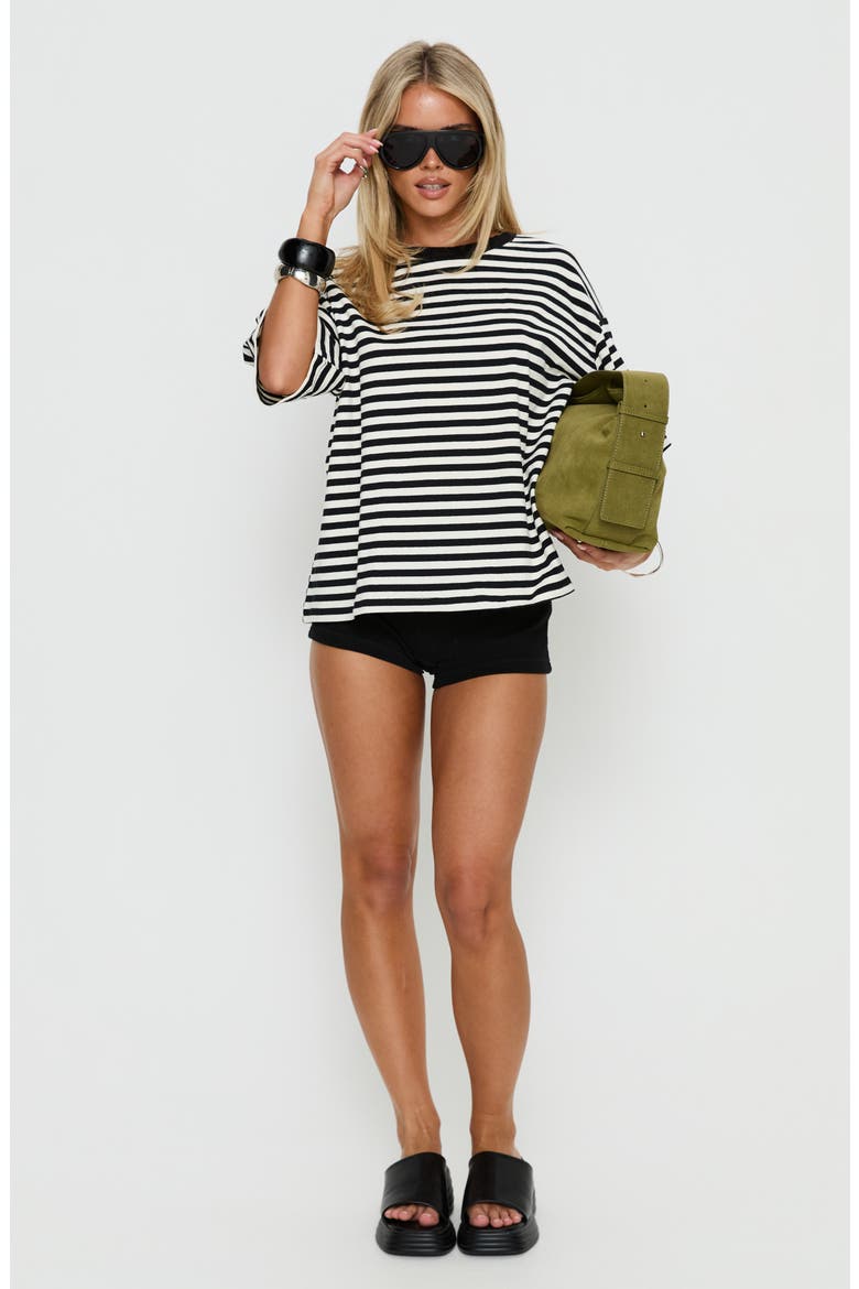 Settle Down Stripe Oversize T-Shirt, Alternate, color, BLACK / WHITE STRIPE
