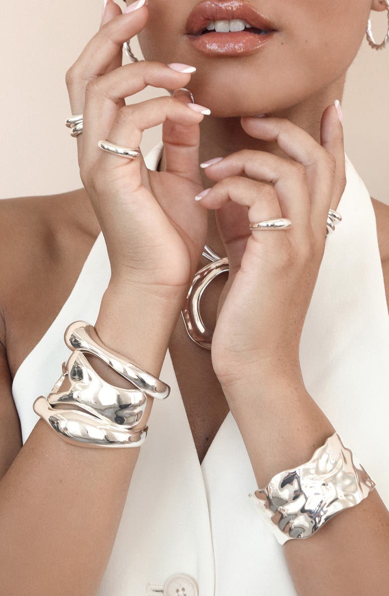 Ettika Liquid Cuff Bracelet, Alternate, color, Silver