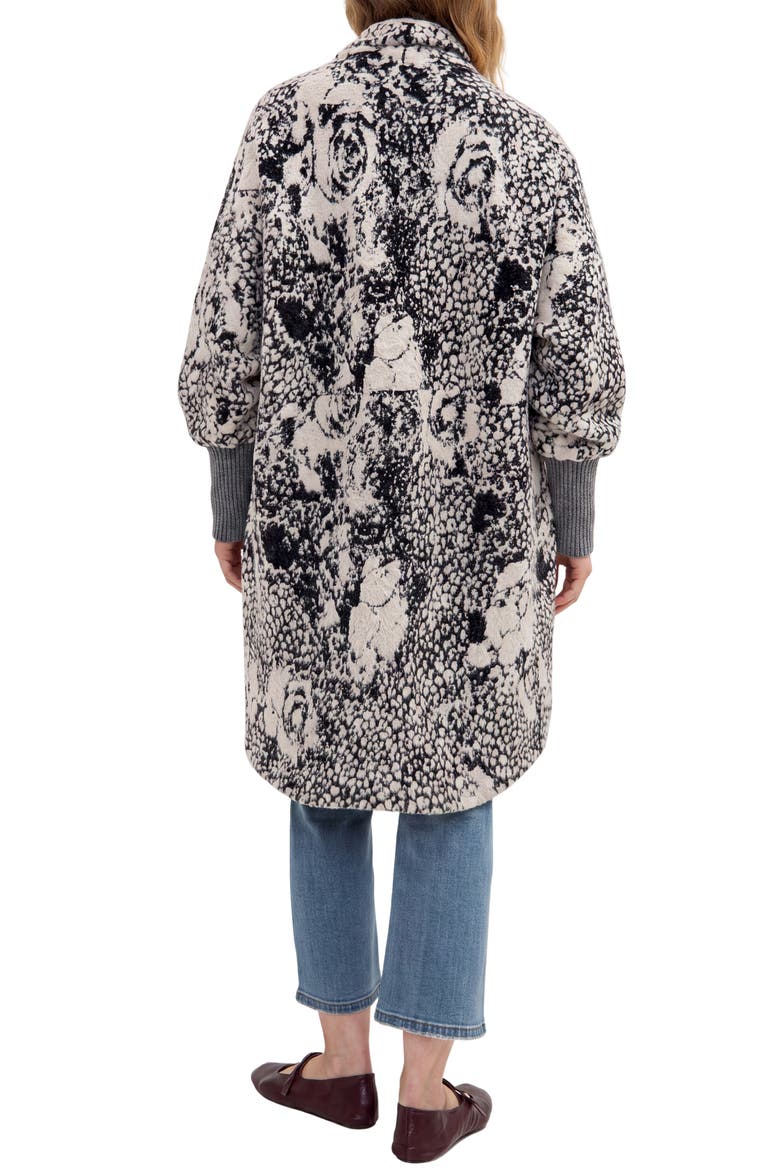 Floral Jacquard Open Front Sweater Coat, Alternate, color, BONE/ BLK FLORAL