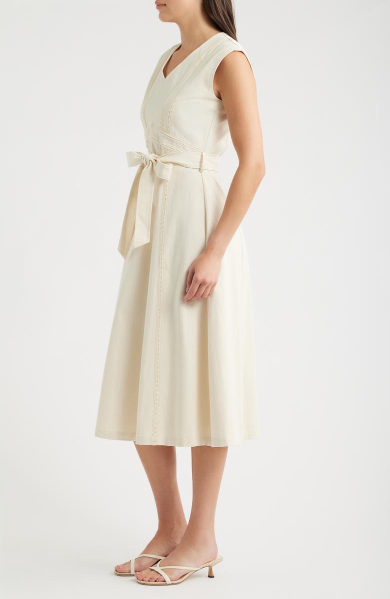 ZOE AND CLAIRE Stitch Tie Waist Midi Dress, Alternate, color, Cream