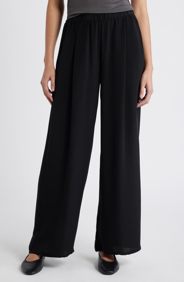Eileen Fisher Pleated Wide Leg Silk Pants, Main, color, 
