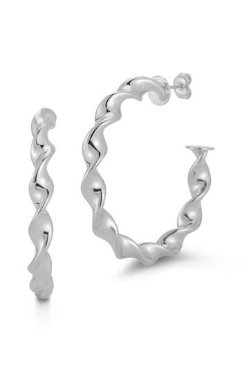 Glaze Jewelry Twisted Hoop Earrings In Silver