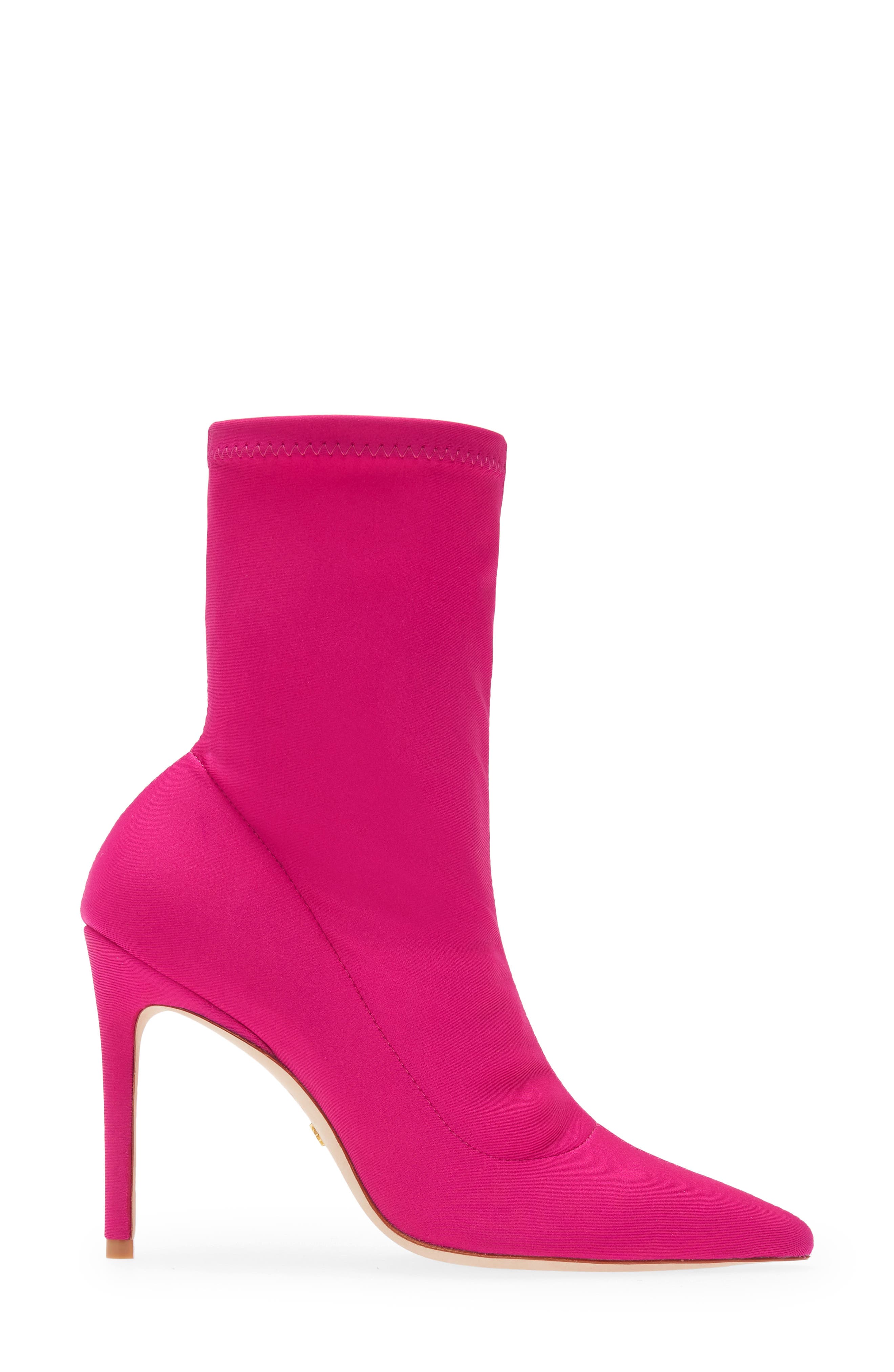 Stuart Weitzman 100 Pointed Toe Stretch Bootie, Alternate, color, Magenta
