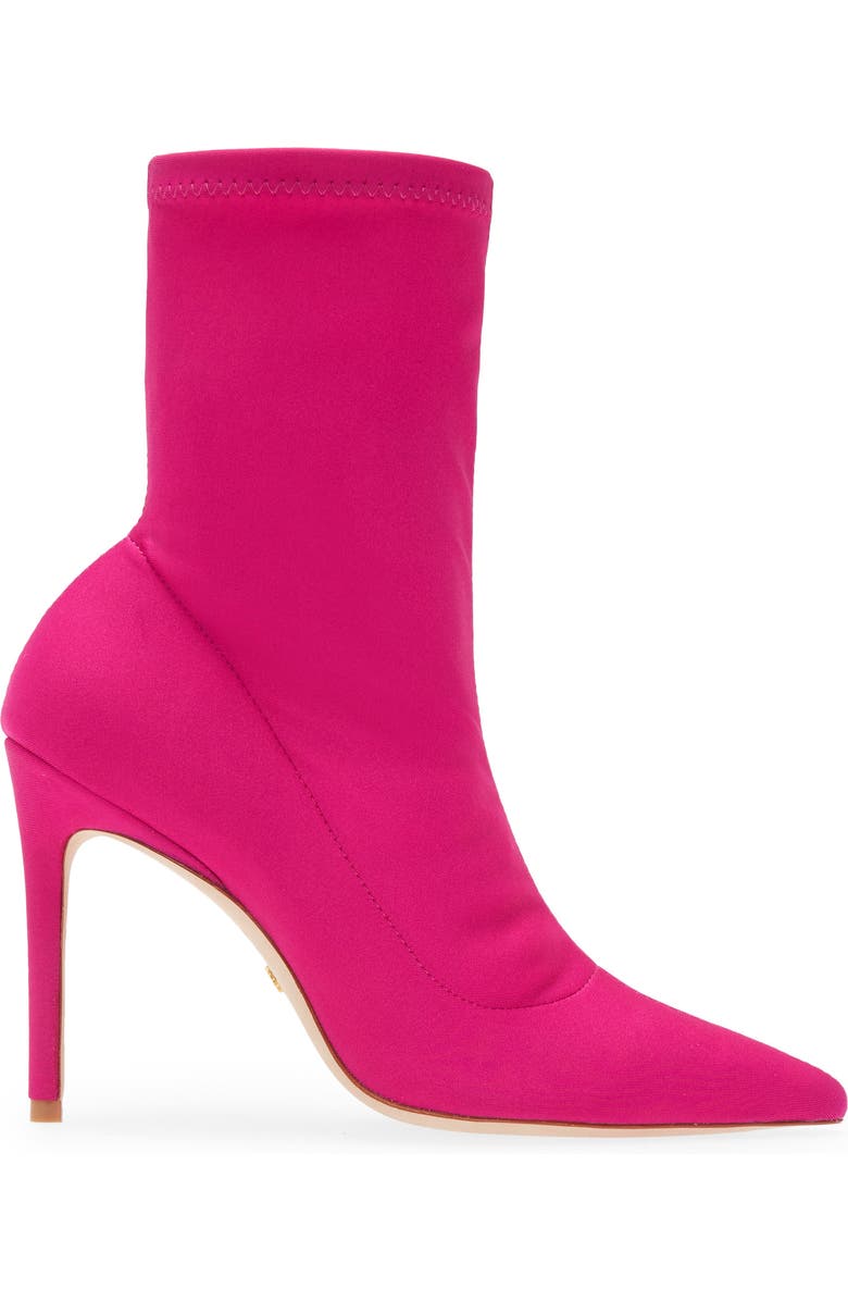 Stuart Weitzman 100 Pointed Toe Stretch Bootie, Alternate, color, Magenta