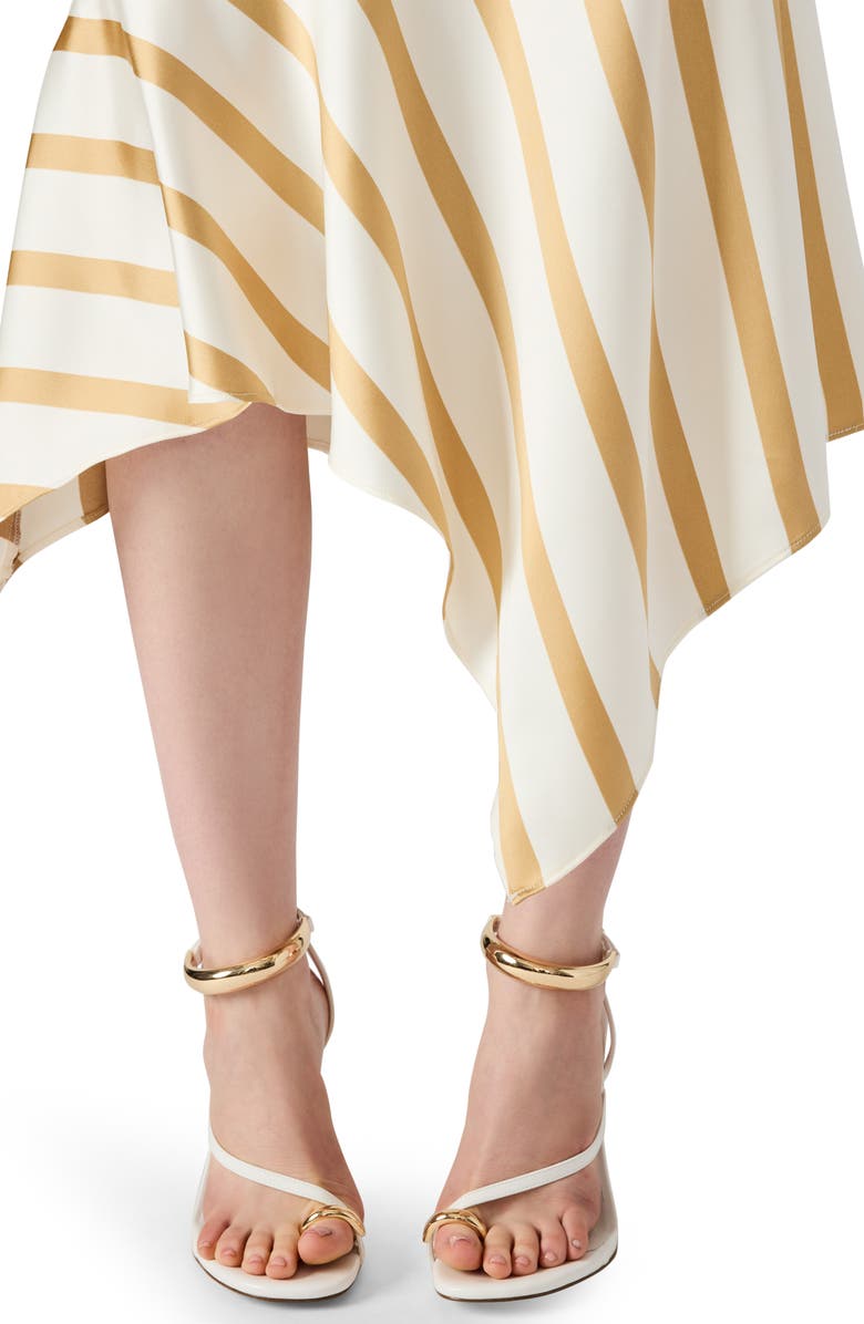 Steve Madden Lucille Stripe Asymmetric Hem Satin Midi Dress, Alternate, color, White Multi Stripe