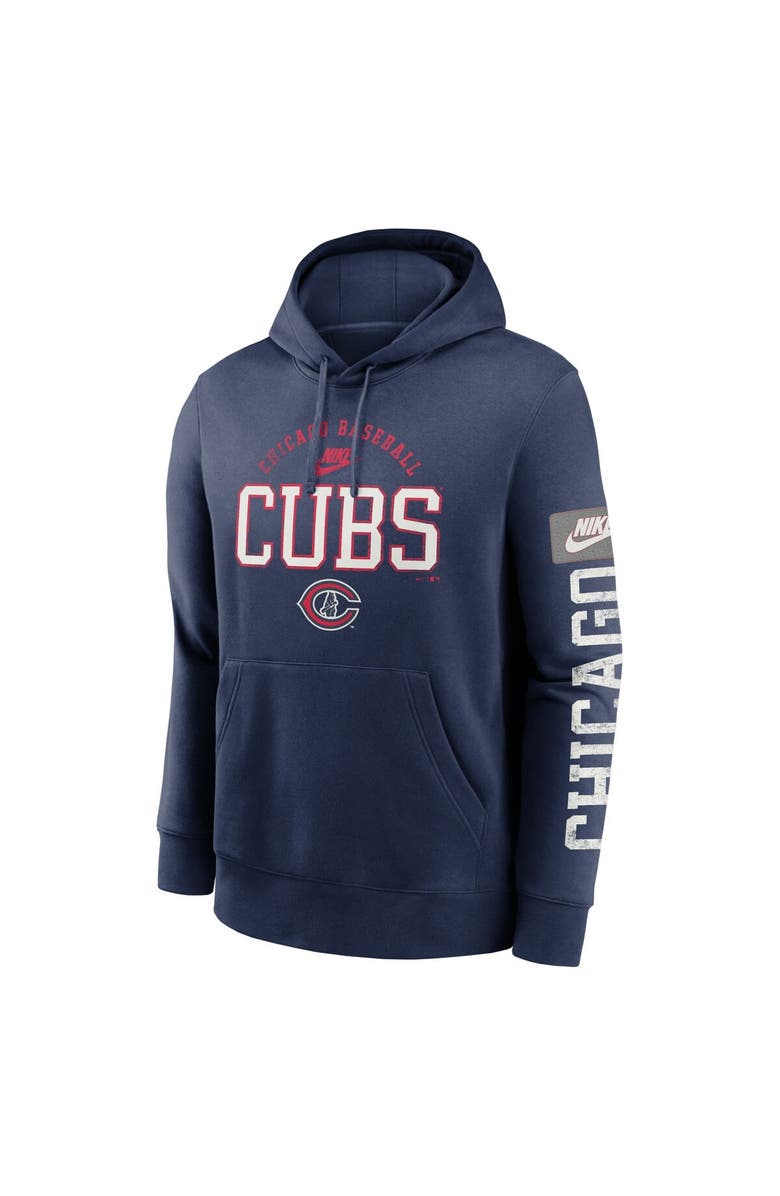 Nike Men's Nike Navy Chicago Cubs Cooperstown Collection Splitter Club Fleece Pullover Hoodie, Alternate, color, 