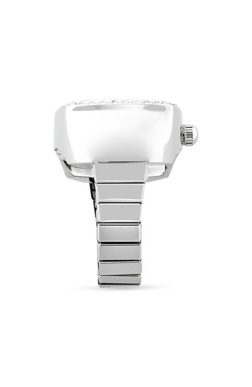 Jessica Simpson Glitter Ring Watch In Silver