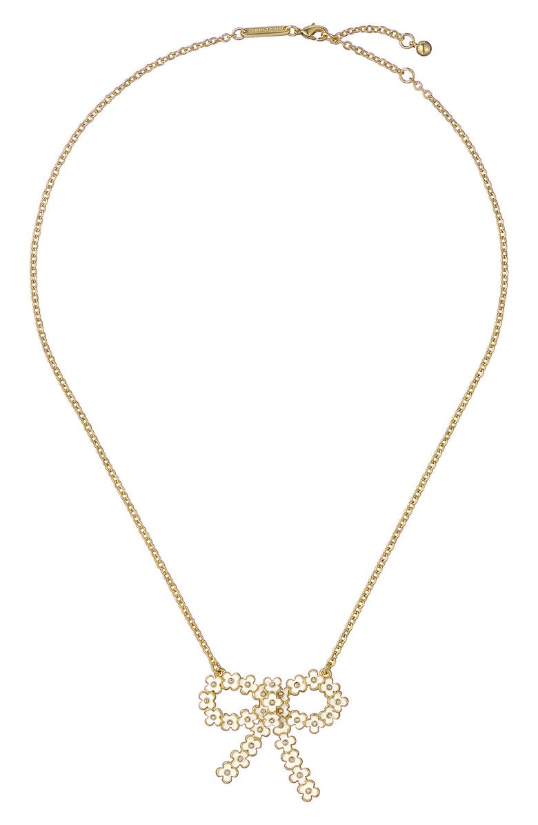 Ted Baker Bonnell Bouquet Bow Pendant Necklace, Alternate, color, Metallic Gold