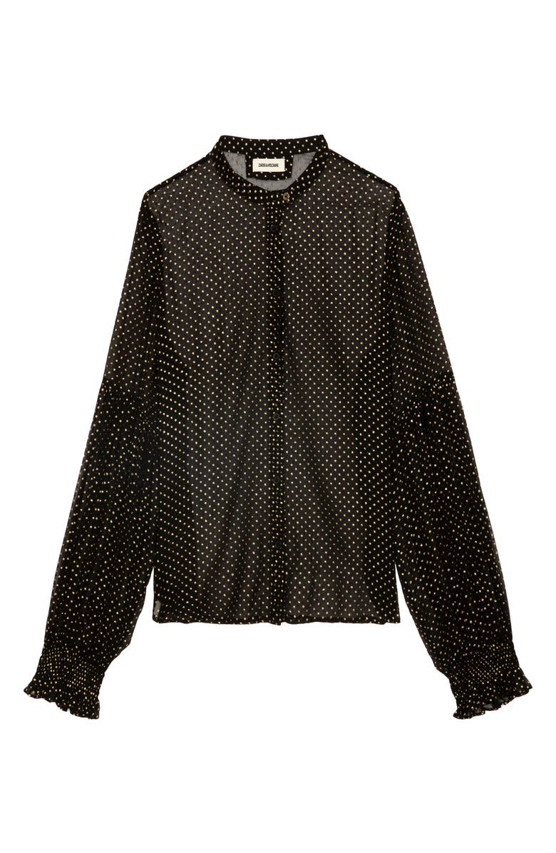 Zadig & Voltaire Tandy Sheer Sequin Button-Up Shirt, Alternate, color, Noir