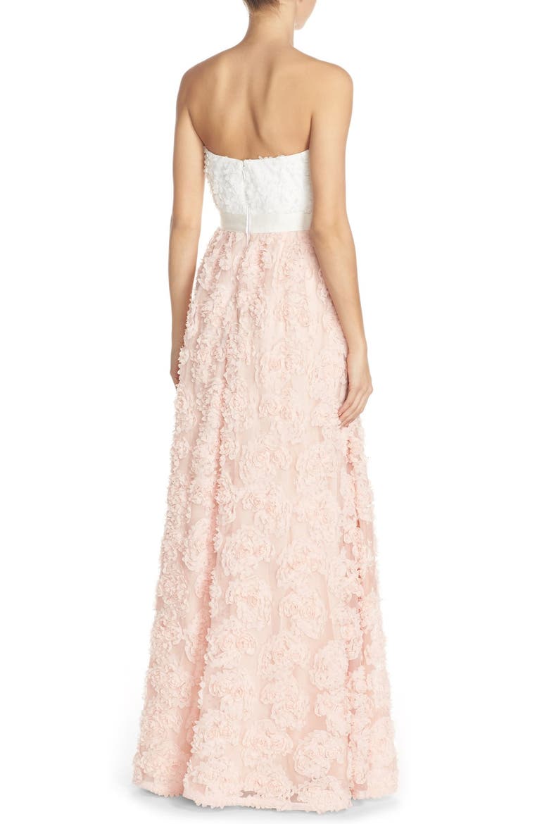 Petal Appliqué Tulle Ballgown, Alternate, color, IVORY/ BLUSH
