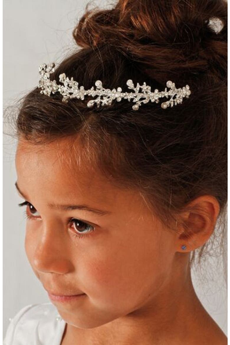 Crown & Removable Veil, Main, color, WHITE