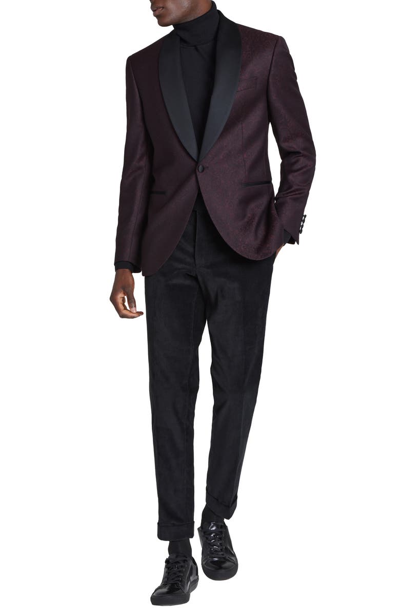 Jack Victor Ethan Paisley Shawl Collar Wool Blend Dinner Jacket, Alternate, color, 