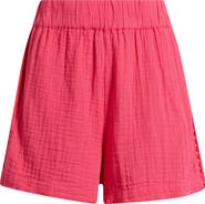 CITY BLUES Crochet Trim Cotton Gauze Shorts