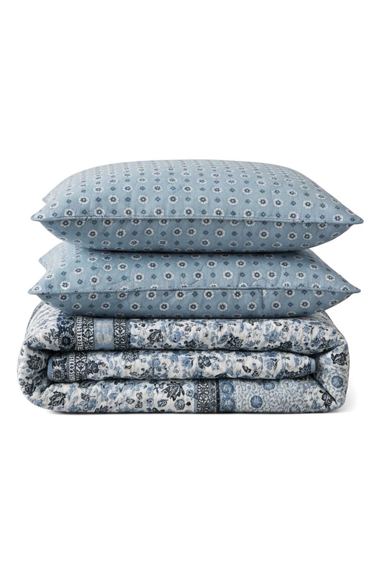 Bexley 136 Thread Cotton Count Quilt Set, Main, color, OPEN DARK BLUE