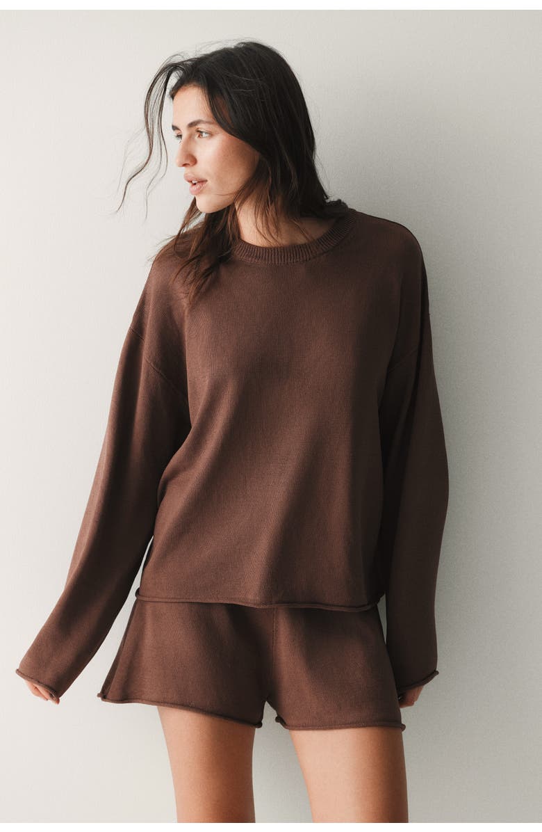 H&M Roll-edge Jumper, Alternate, color, Brown