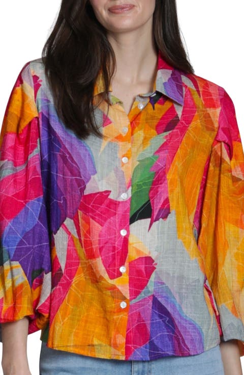 Printed Cotton Button-Up Shirt