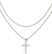 Mint & Lily Dainty Cable Necklace with Pave Cross Chain Necklace Stacking Set