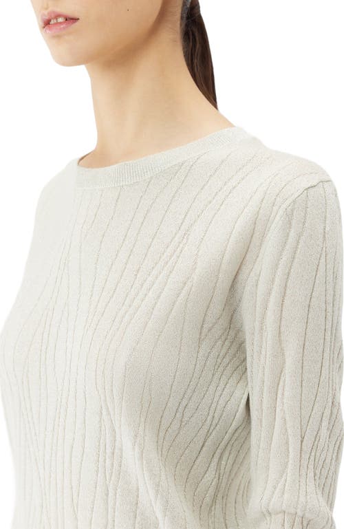 Gobi Mongolian Cashmere Cashmere Silk Sweater With Silver Threading In White