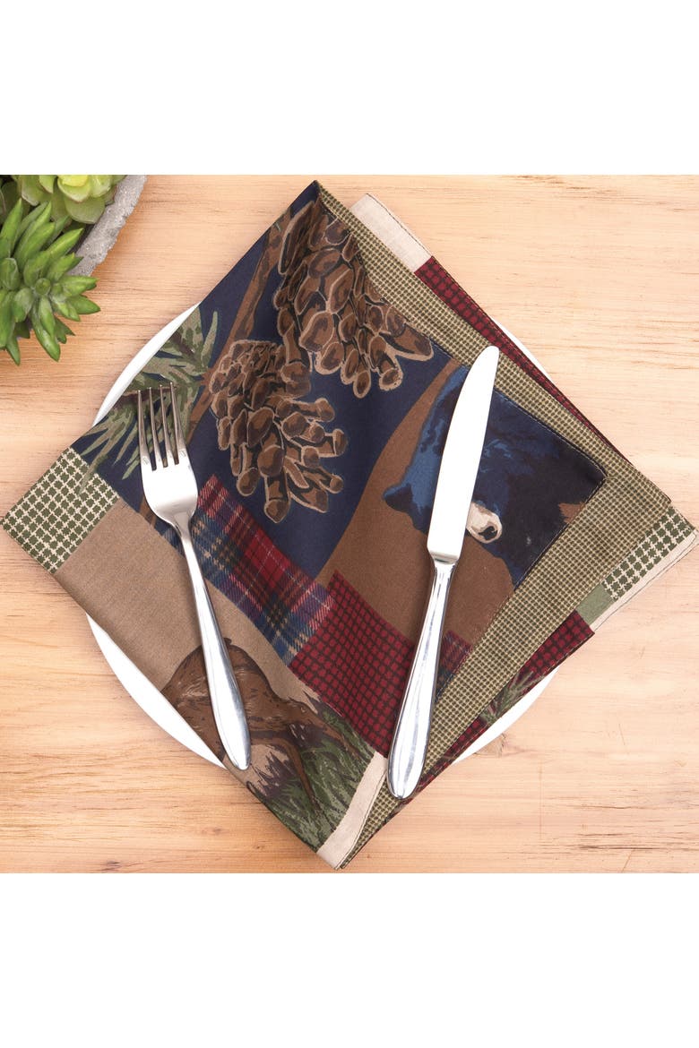 Rutherford Cotton Reversible Thanksgiving Cloth Napkin, Set of 6, Alternate, color, Brown
