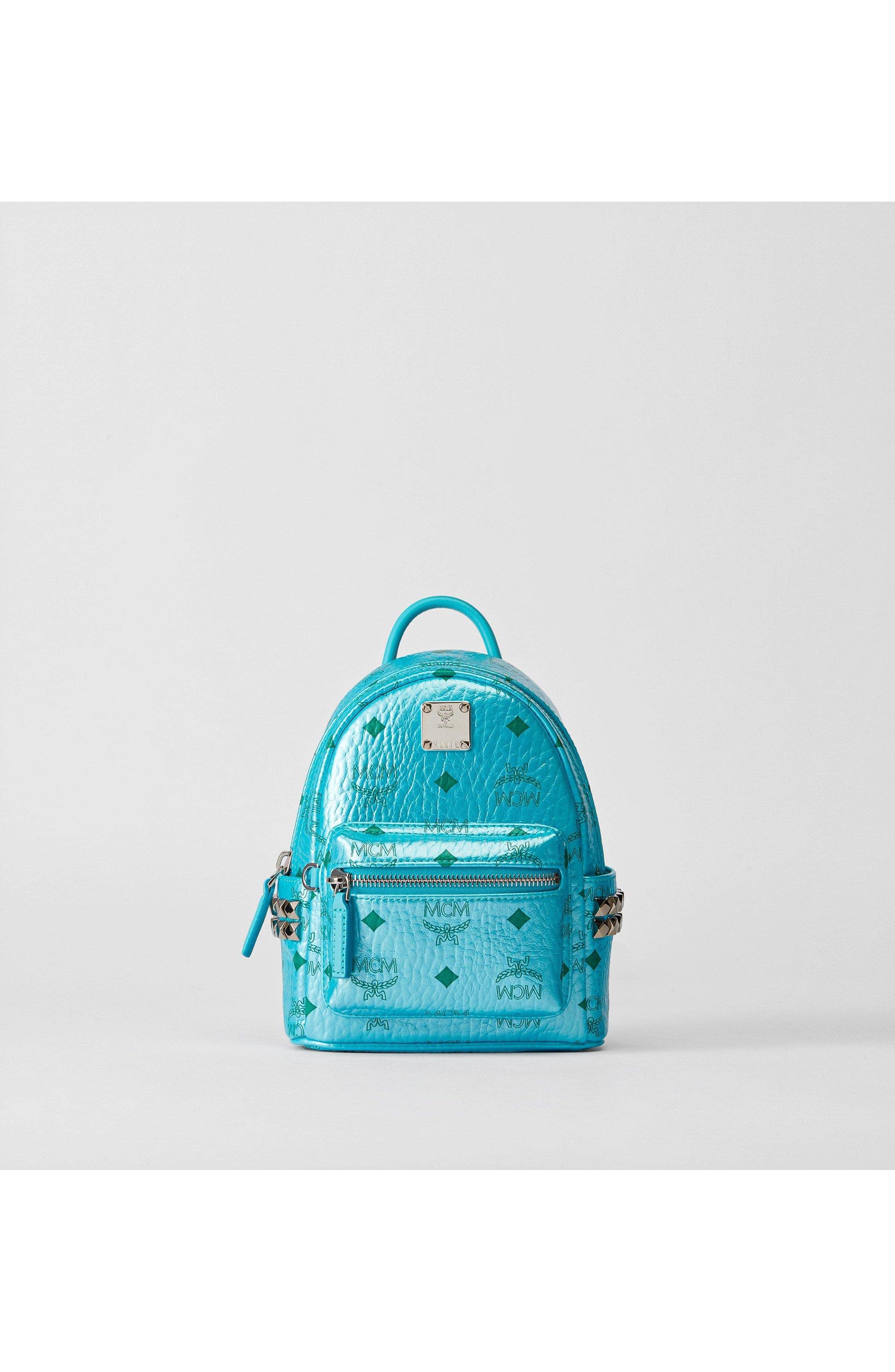 X-Mini Stark Bebe Boo Side Studs Backpack in Visetos, Main, color, Blue Ceramic
