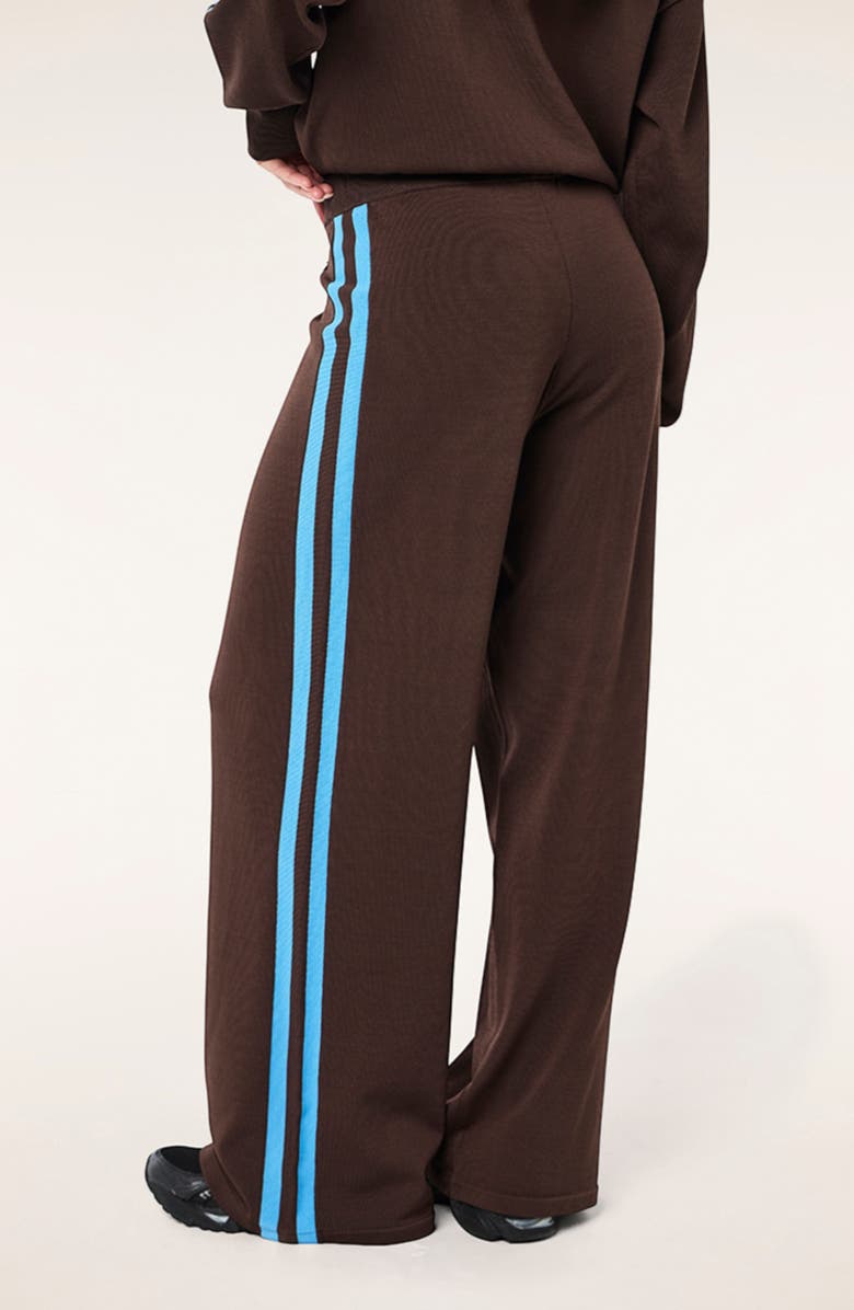 P.E Nation Retreat Stripe Wide Leg Track Pants, Alternate, color, Coffee/ Marina