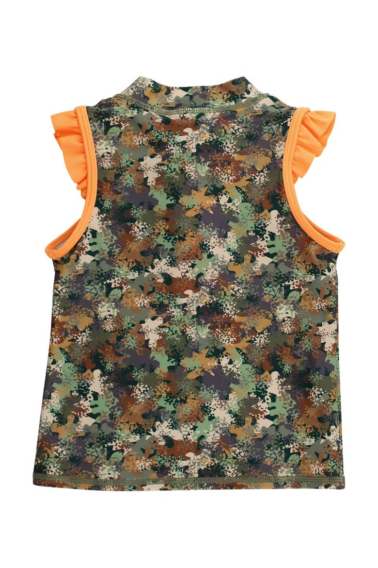 UPF50+ Sleeveless Zip Ruffle Sleeve Active Top, Alternate, color, Classic Camo