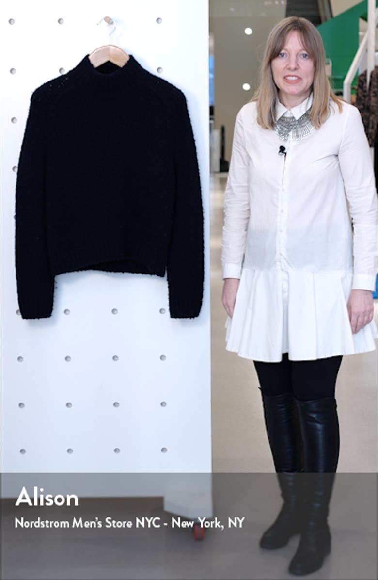 Textured Sleeve Wool, Silk & Cashmere Turtleneck Sweater, sales video thumbnail