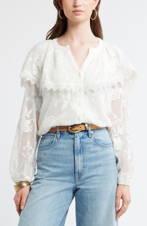 Lace Button-Up Shirt