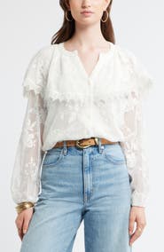 Treasure & Bond Lace Button-Up Shirt