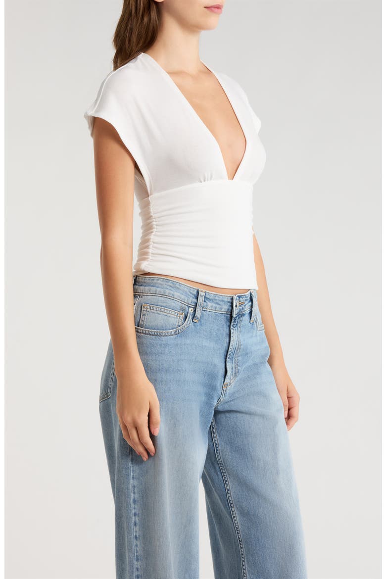 Harley Deep V Cinched Top, Alternate, color, WHITE