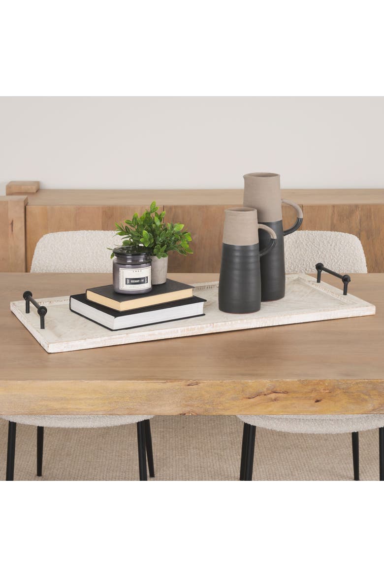 Alfred Wooden Herringbone Tray, Alternate, color, White