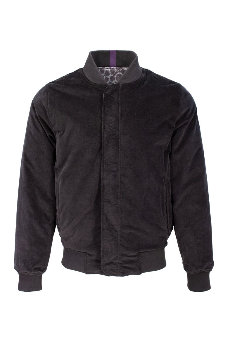 Don Velvet Reversible Bomber Jacket, Alternate, color, Black