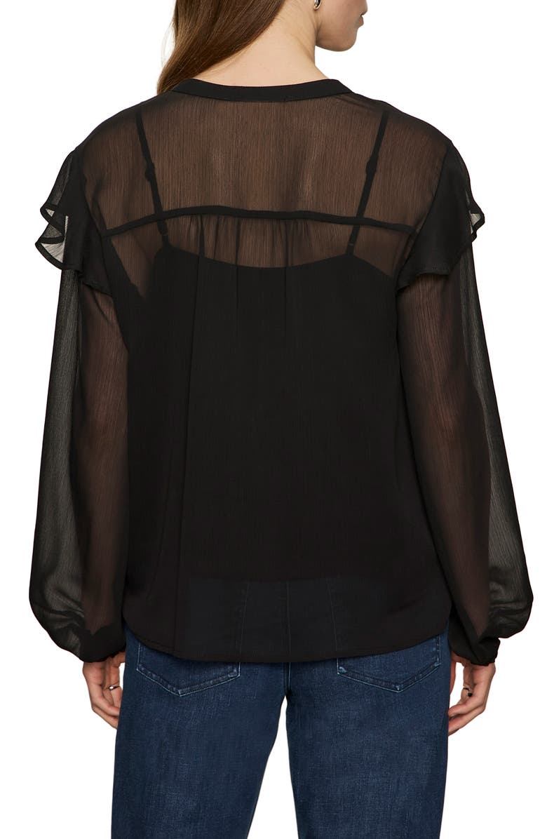 Sanctuary Nostalgia Ruffle Embroidered Top, Alternate, color, Black