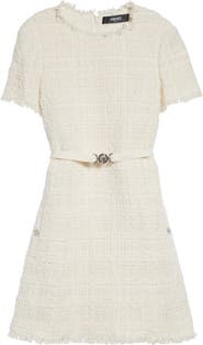 Versace Medusa 
95 Belted Metallic Tweed A-Line Dress