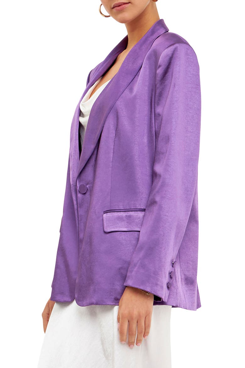 The Satin Blazer, Alternate, color, PURPLE