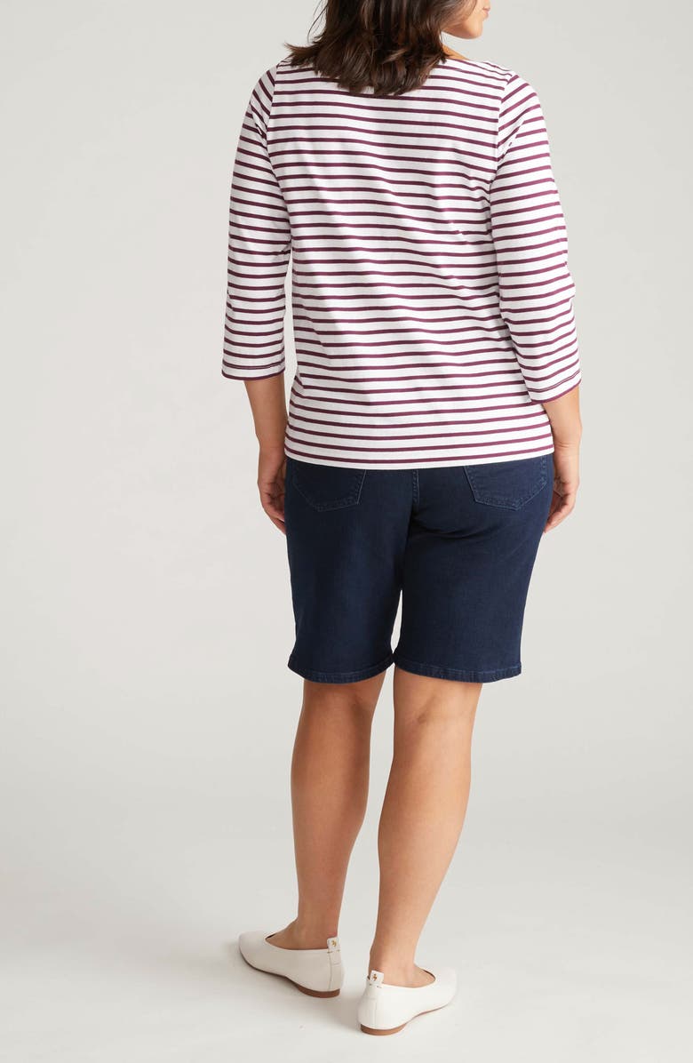 Universal Standard Belle Breton Stripe Top, Alternate, color, White/ Gamay