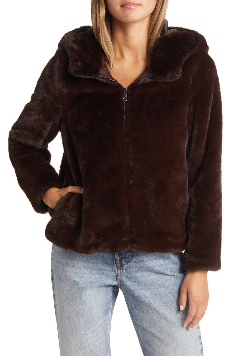VERO MODA Sui Hooded Faux Fur Jacket, Alternate, color,