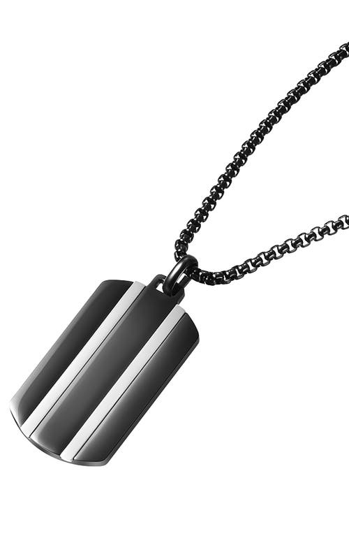 Van Heusen Stripe Dog Tag Pendant Necklace In Black